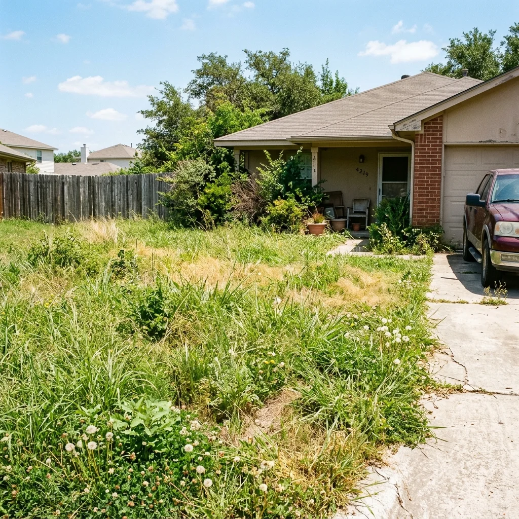 Overgrown lawn before iGreen Premier service